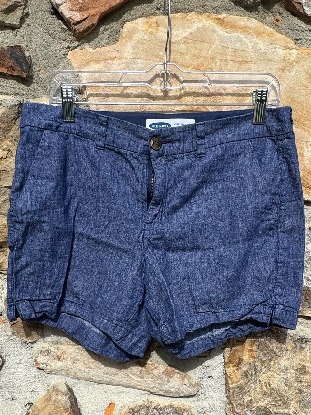 Chambray Old Navy Everyday 5” inseam Cotton Linen Blend Shorts 10 Preppy Casual